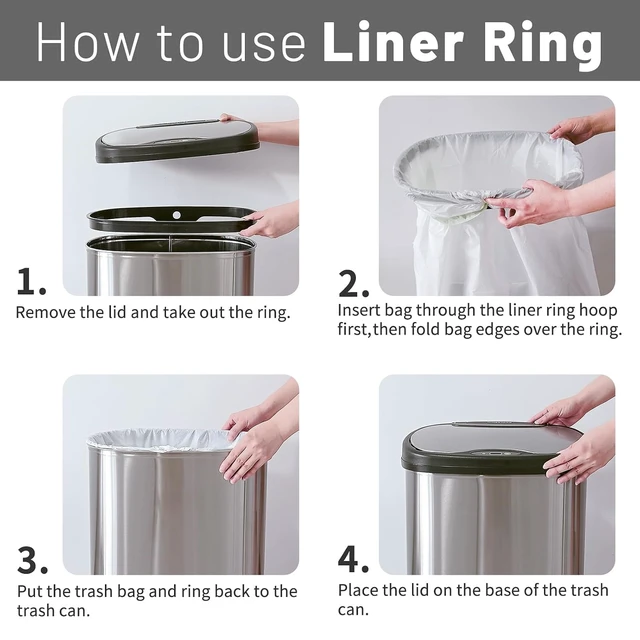 Alt view image 5 of 7 - 13 Gallons Automatic Touchless Kitchen Trash Can with Lid, Motion Sensor Trash Can for Kitchen, Home, Office, 50 Liter Large Stainless Steel Garbage Bin (13 Gal #28) (Gold)
