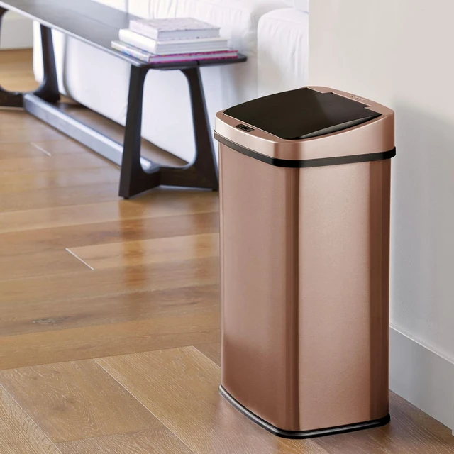 Alt view image 7 of 7 - 13 Gallons Automatic Touchless Kitchen Trash Can with Lid, Motion Sensor Trash Can for Kitchen, Home, Office, 50 Liter Large Stainless Steel Garbage Bin (13 Gal #28) (Gold)