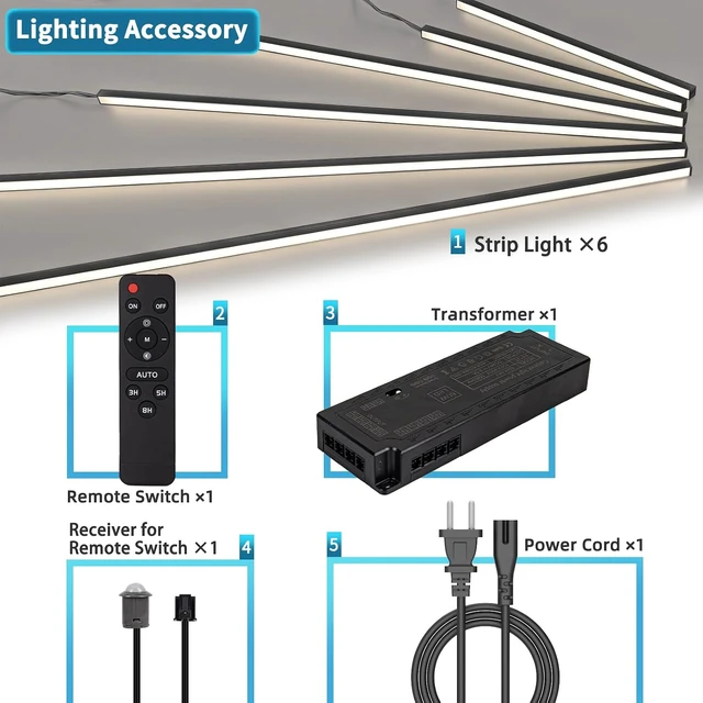 Alt view image 5 of 5 - 6-Pack Recessed LED Strip Light Kit with Smart Switch, White