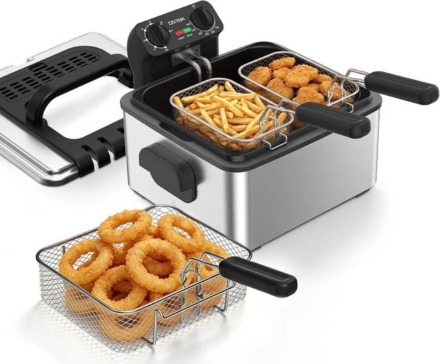 Main image of Electric Deep Fryer with 3 Baskets, 4.75QT Stainless Steel Countertop
