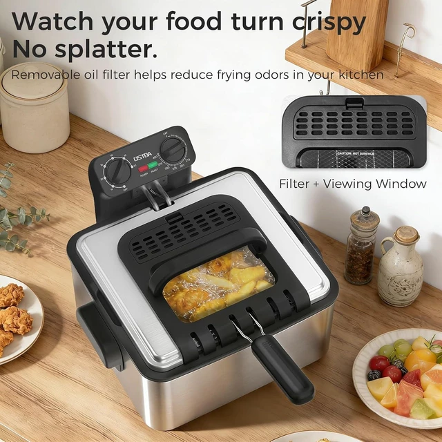 Alt view image 3 of 7 - Electric Deep Fryer with 3 Baskets, 4.75QT Stainless Steel Countertop
