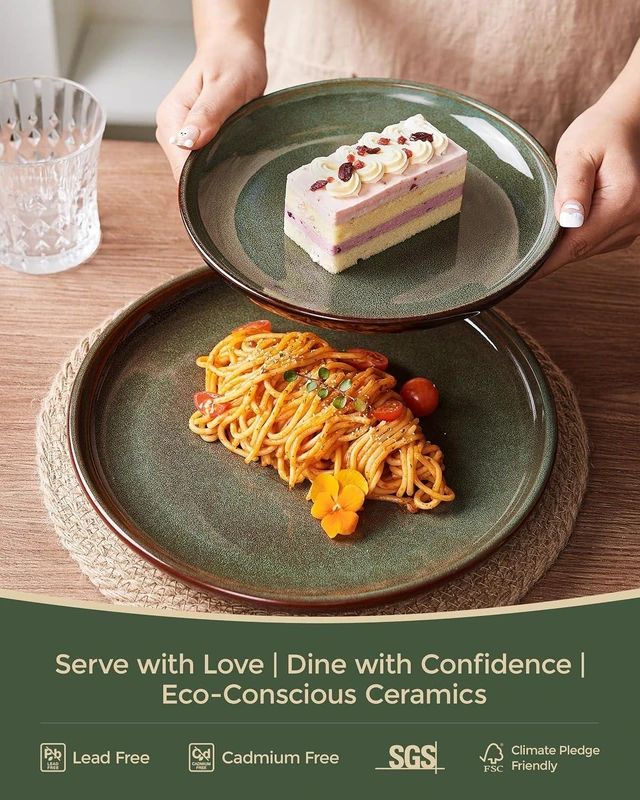Alt view image 5 of 7 - Stoneware Dinnerware Sets for 4, 12pcs Plates and Bowls Sets Dishes