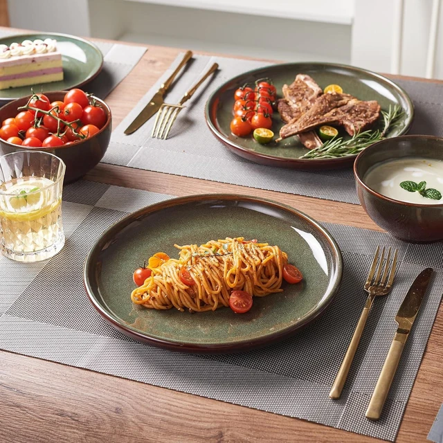 Alt view image 6 of 7 - Stoneware Dinnerware Sets for 4, 12pcs Plates and Bowls Sets Dishes