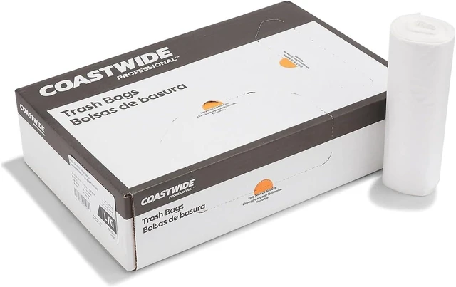 Main image of Staples Professional 55-60 Gallon Trash Bag, 38" x 60", High Density, 14 mic, Natural, 200 Bags/Box