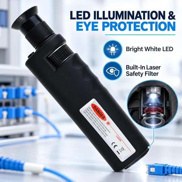Alt view image 3 of 7 - 400x Handheld Fiber Optic Microscope Inspection Tool Portable Microscope Fiber Optic Tools Lighted Pocket Microscope LED Light Coaxial Illumination 2.5mm FC SC ST and 1.25mm LC Adapter