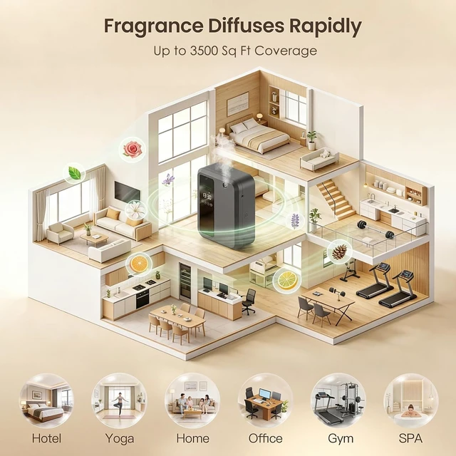 Alt view image 5 of 6 - Waterless Essential Oil Diffuser for Large Room, 500ml Hotel Scent Diffuser