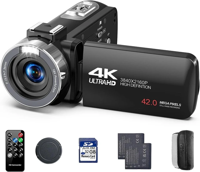 Main image of 4K Video Camera Camcorder, 42MP Vlogging Camera for YouTube with 32GB SD Card, 2 Batteries, 3" 270° Rotating Screen, 18X Digital Zoom, Remote Control, Webcam for Live Streaming