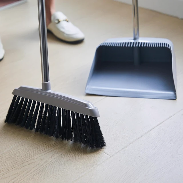 Alt view image 5 of 6 - 8 Set 16 Pcs Broom and Dustpan Set for Indoor Outdoor Floor Cleaning