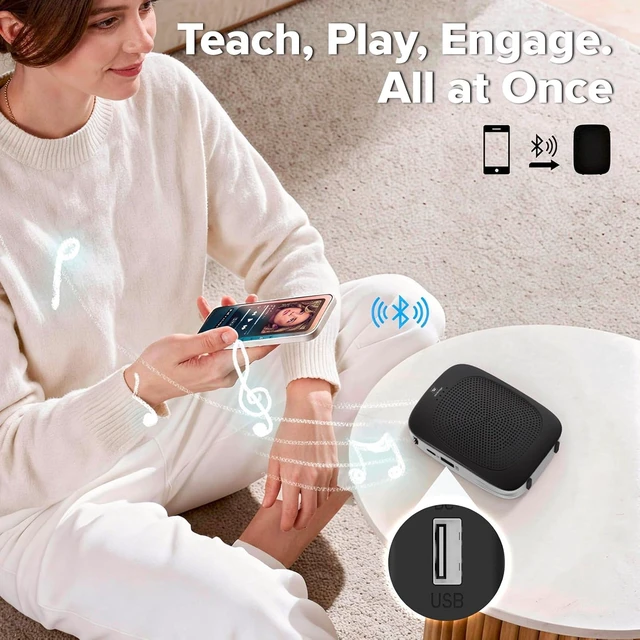 Alt view image 7 of 7 - 15W Voice Amplifier with Wireless Lapel Microphone