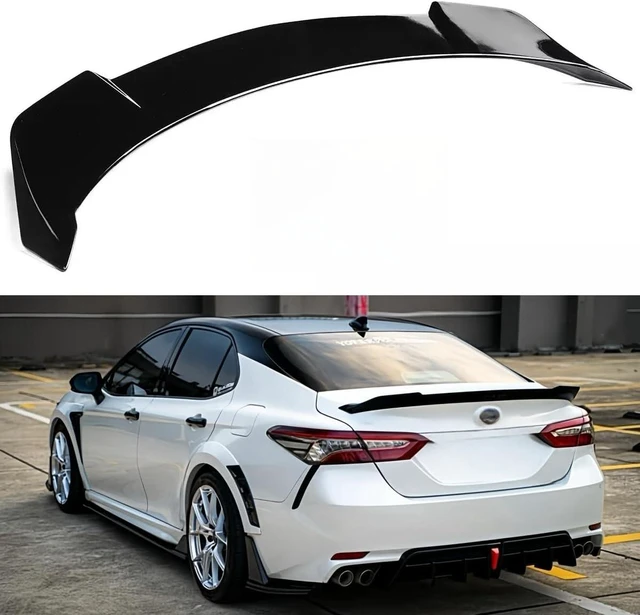 Main image of Rear Spoiler Compatible with 2018-2024 Toyota Camry SE XSE L LE XLE Hybrid, V2 Style Fits for 2018 2019 2020 2021 2022 2023 2024 Sedan, Trunk Duckbill High Kick Wing Lip Glossy Black