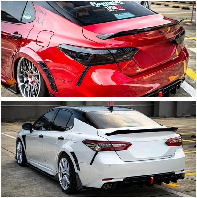 Alt view image 4 of 6 - Rear Spoiler Compatible with 2018-2024 Toyota Camry SE XSE L LE XLE Hybrid, V2 Style Fits for 2018 2019 2020 2021 2022 2023 2024 Sedan, Trunk Duckbill High Kick Wing Lip Glossy Black
