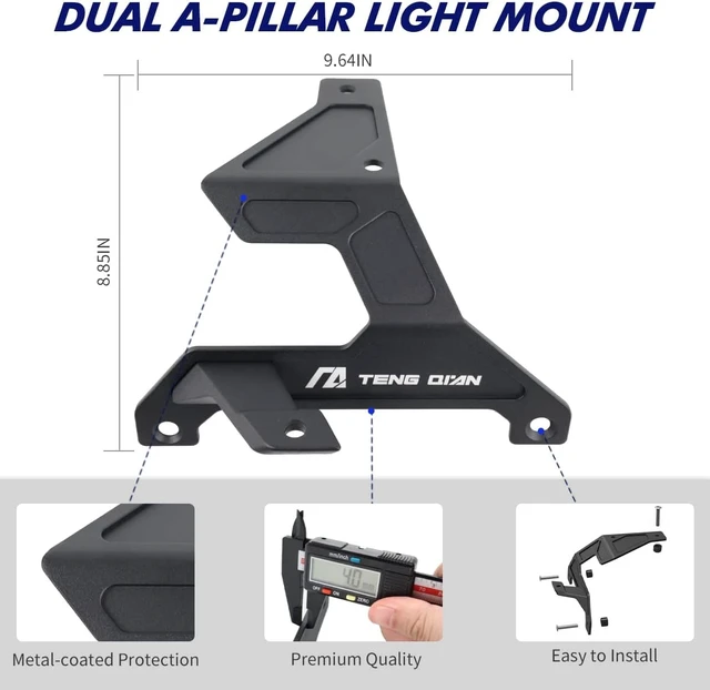 Alt view image 2 of 7 - Dual A Pillar Light Mount Fit for Jeep Wrangler JL/JLU 2018-2025