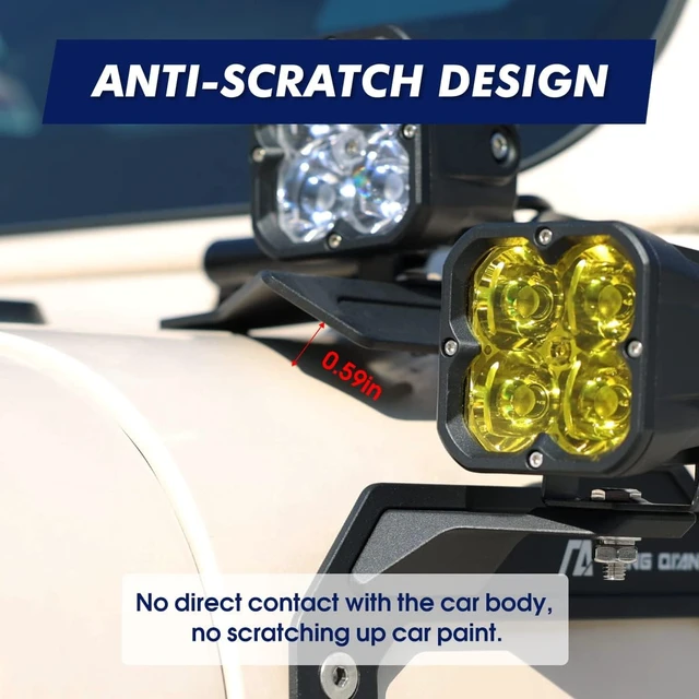 Alt view image 3 of 7 - Dual A Pillar Light Mount Fit for Jeep Wrangler JL/JLU 2018-2025