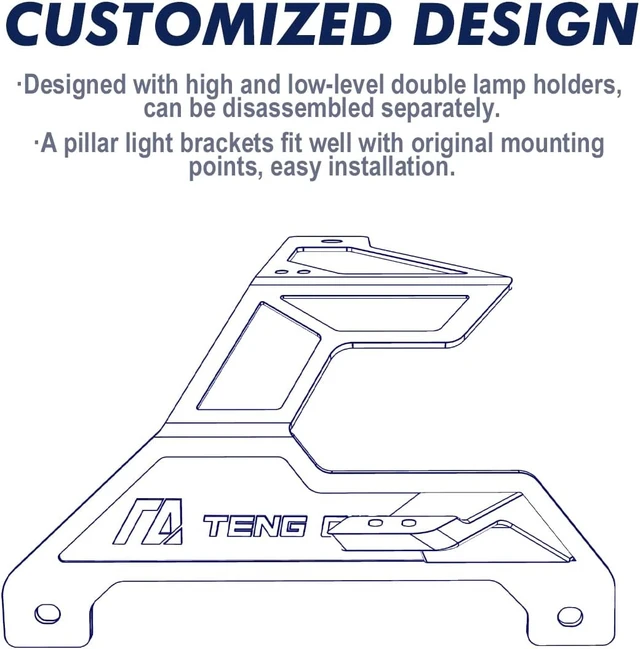 Alt view image 5 of 7 - Dual A Pillar Light Mount Fit for Jeep Wrangler JL/JLU 2018-2025