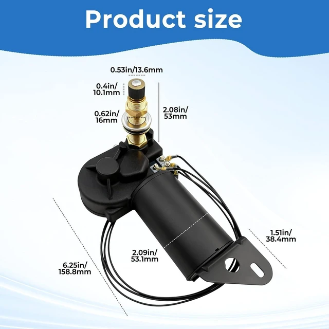 Main image of 12V 2.5" Shaft Marine Windshield Wiper Motor, Fit for MRV and Automotive Boat, Marine & Car Replaces 34010, 30991, 4R2.12.R110D, WWF12C18 Series Boat Wiper Motor, Angle 40-110°