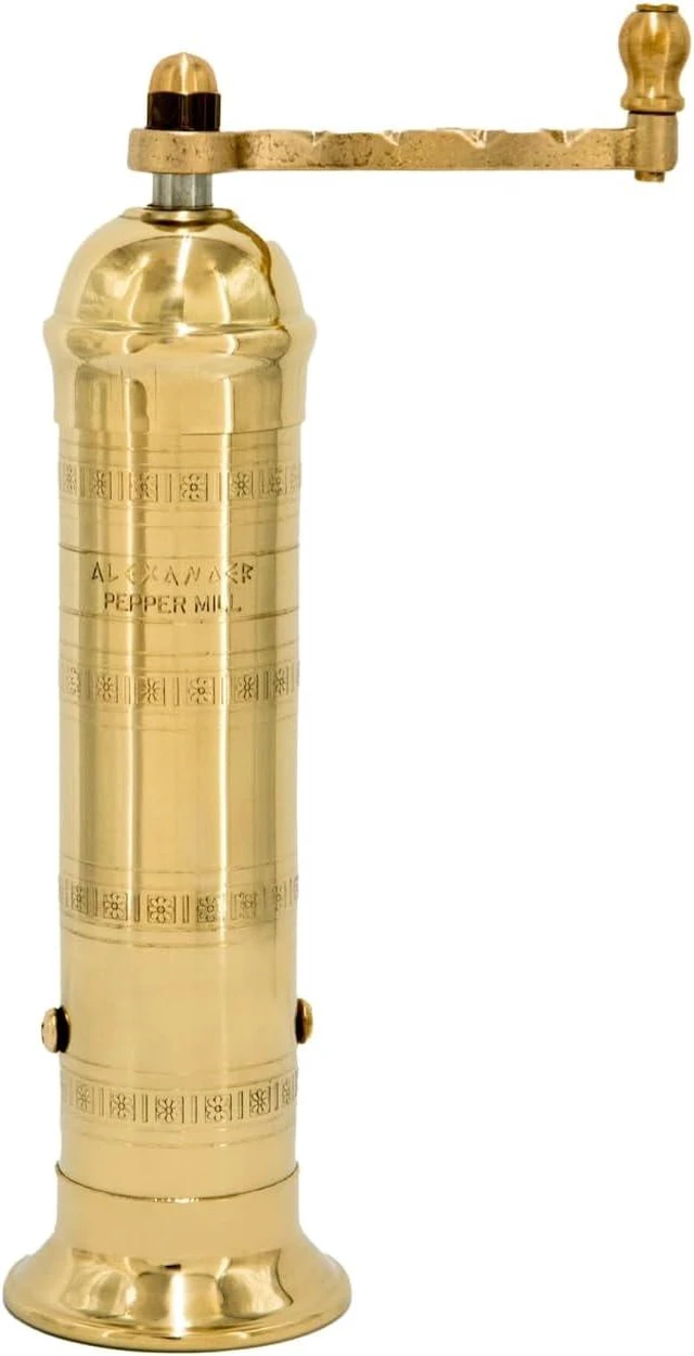 Main image of Original Greek Pepper Mill, 8-Inch Brass European Manual Pepper Grinder Refillable