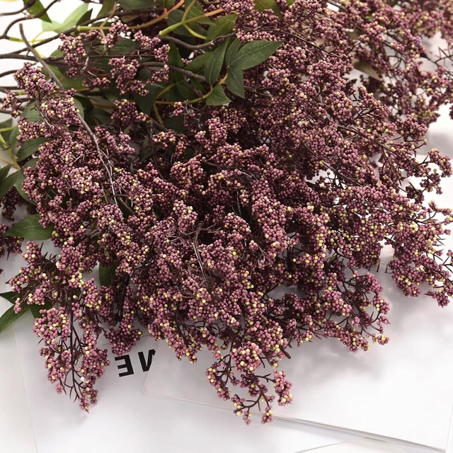 Alt view image 3 of 7 - 6Pcs 43In Faux Berry Stems, Artificial Nandina Fall Decor, Dusty Plum