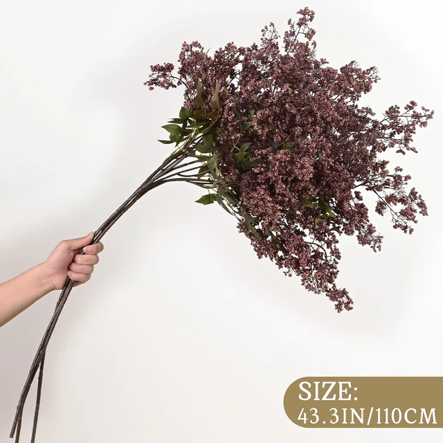 Alt view image 4 of 7 - 6Pcs 43In Faux Berry Stems, Artificial Nandina Fall Decor, Dusty Plum