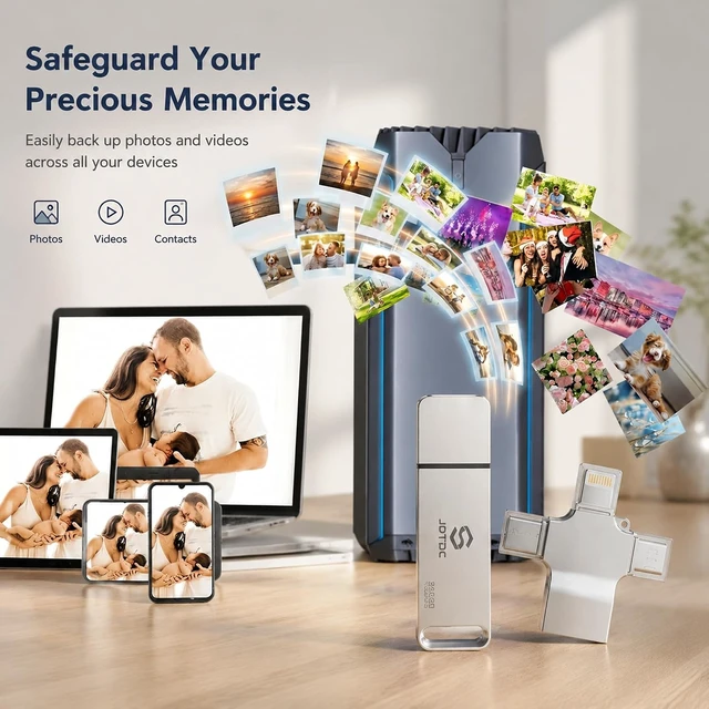 Alt view image 6 of 7 - 128GB True Plug & Auto Backup Photo Stick for iPhone iPad Android Computer