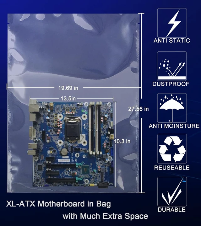 Alt view image 4 of 6 - 10Pcs Huge Open Top Antistatic Bags19.69x27.56in Big Extra Large Anti-Static Shielding ESD Bag with Sticks for Motherboard GPU Graphics Card Electronics