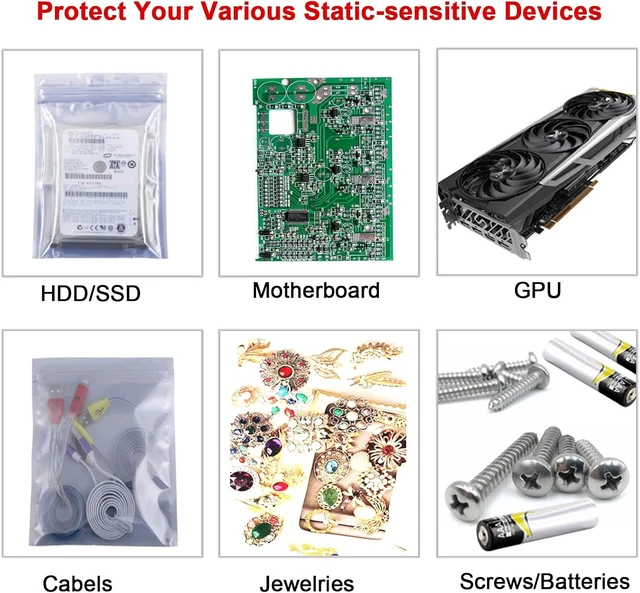 Alt view image 6 of 6 - 10Pcs Huge Open Top Antistatic Bags19.69x27.56in Big Extra Large Anti-Static Shielding ESD Bag with Sticks for Motherboard GPU Graphics Card Electronics