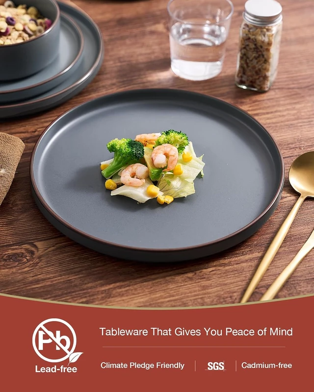 Alt view image 5 of 7 - Nebula Ridge 12-Piece Stoneware Dinnerware Set, Charcoal