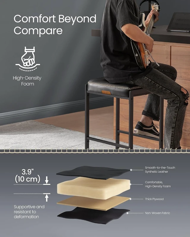 Alt view image 5 of 7 - Bar Stools Set of 2, Counter Height, PU Leather, 26-Inch