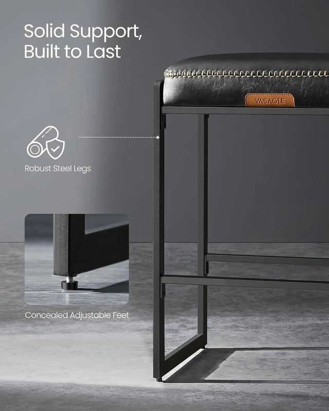 Alt view image 6 of 7 - Bar Stools Set of 2, Counter Height, PU Leather, 26-Inch
