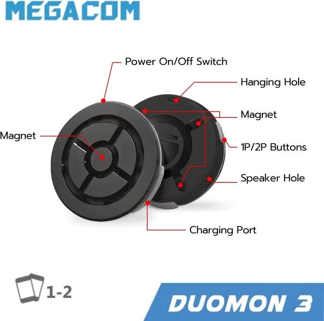 Alt view image 2 of 7 - Megacom DuoMon3 1P/2P Auto Catcher, Rechargeable Pocket Auto Collecting Device with Adjustable Lights, Sound Notifications and One Touch Reconnect - Black (Standard Version)