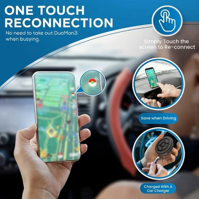 Alt view image 6 of 7 - Megacom DuoMon3 1P/2P Auto Catcher, Rechargeable Pocket Auto Collecting Device with Adjustable Lights, Sound Notifications and One Touch Reconnect - Black (Standard Version)