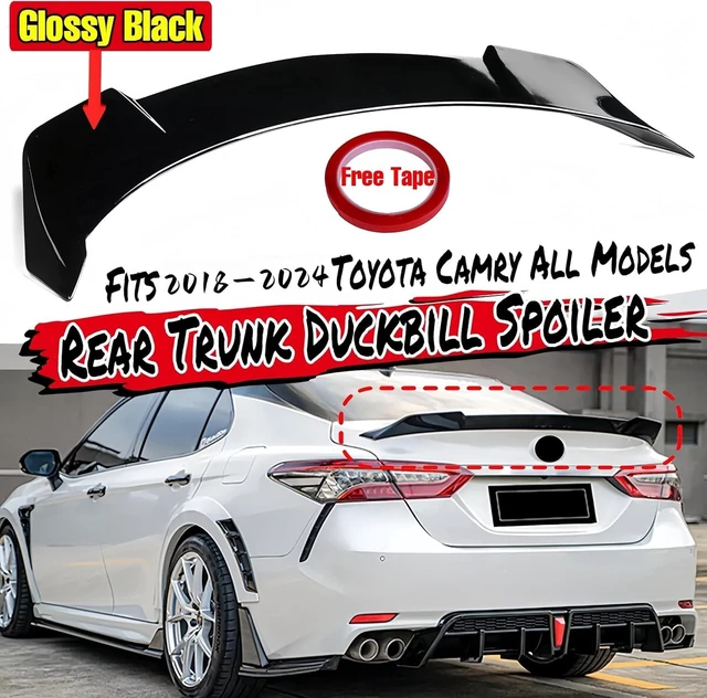 Alt view image 6 of 6 - Rear Spoiler Compatible with 2018-2024 Toyota Camry SE XSE L LE XLE Hybrid, V2 Style Fits for 2018 2019 2020 2021 2022 2023 2024 Sedan, Trunk Duckbill High Kick Wing Lip Glossy Black