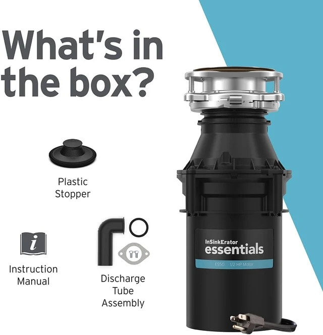 Alt view image 7 of 7 - ES50 W/C, 1/2 HP Continuous Feed Garbage Disposal with Cord
