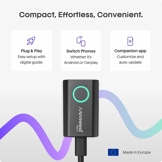 Alt view image 6 of 7 - TWO+ Compatible with Android Auto & Carplay 2-in-1 Wireless Adapter