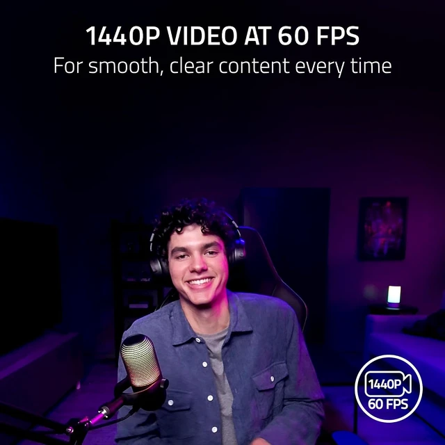 Alt view image 2 of 7 - Kiyo V2 X Webcam for Streaming and Meetings, 1440p 60 FPS, Black