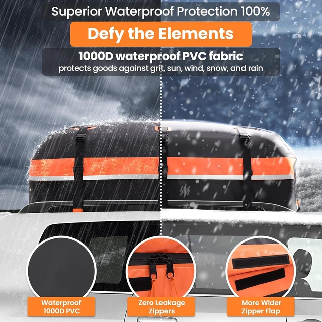 Alt view image 3 of 7 - Car Rooftop Cargo Carrier 21 Cubic Feet Waterproof Soft Roof Bag