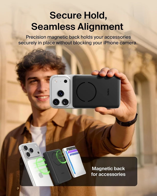 Alt view image 3 of 7 - 10000mAh Qi2 15W Slim Magnetic Power Bank with USB C Cable