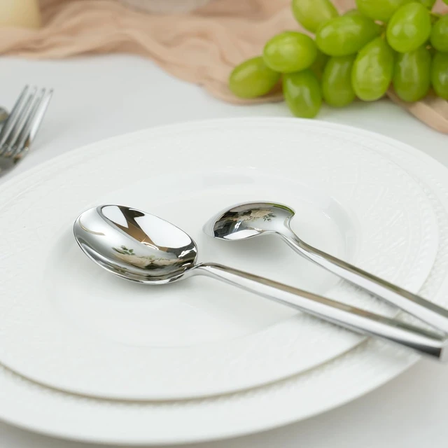 Alt view image 6 of 7 - Hexagon 40-Piece Forged Silverware Set Stainless Steel Flatware Set Cutlery Set,Service for 8,Mirror Finish,Dishwasher Safe