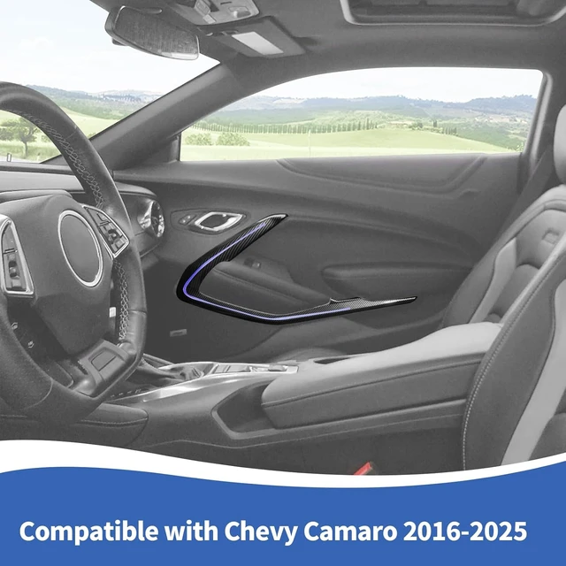 Alt view image 4 of 7 - Carbon Fiber Inner Door Panel Trim Fit for Chevy Camaro 2016-2024