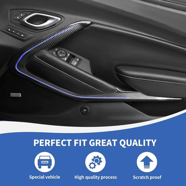 Alt view image 5 of 7 - Carbon Fiber Inner Door Panel Trim Fit for Chevy Camaro 2016-2024