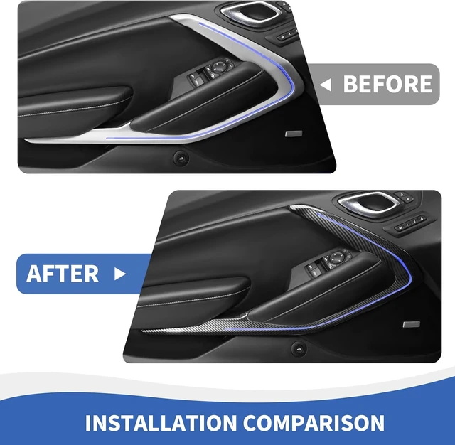 Alt view image 6 of 7 - Carbon Fiber Inner Door Panel Trim Fit for Chevy Camaro 2016-2024