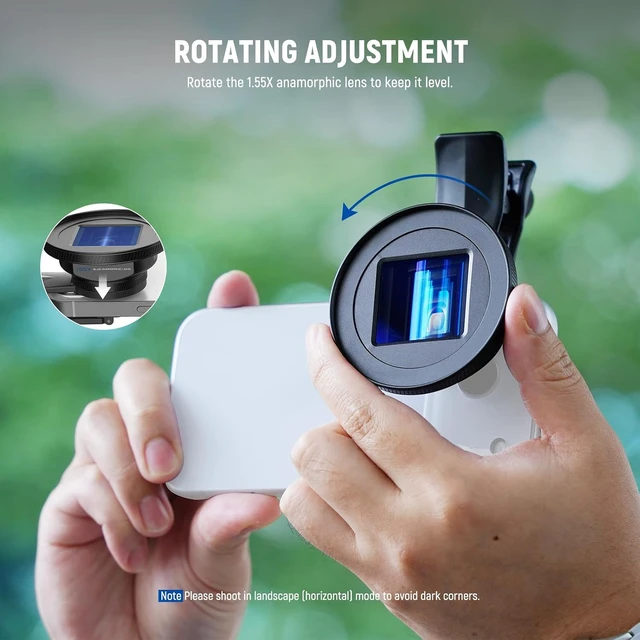 Alt view image 4 of 7 - 1.55X Blue Flare Anamorphic Phone Camera Lens with 17mm Threaded Clip, 4 Elements 4 Groups 2.4:1 Wide Screen Cinematic Mobile Photography Effect Compatible with iPhone Android , LS-75