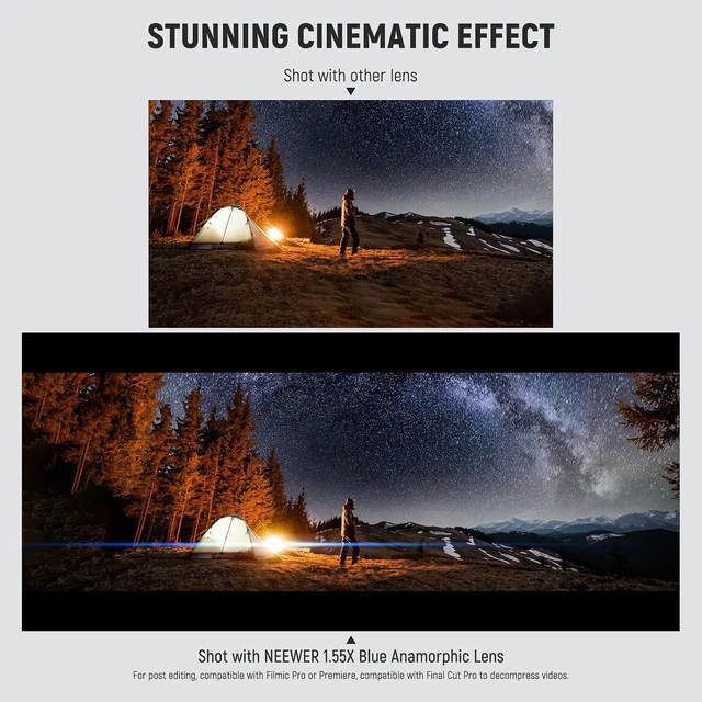 Alt view image 3 of 7 - 1.55X Blue Flare Anamorphic Phone Camera Lens with 17mm Threaded Clip, 4 Elements 4 Groups 2.4:1 Wide Screen Cinematic Mobile Photography Effect Compatible with iPhone Android , LS-75