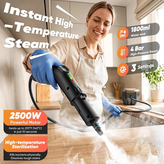 Alt view image 2 of 7 - Steam Cleaner for Home, Battery-Free Trigger Control, Steamer for Cleaning
