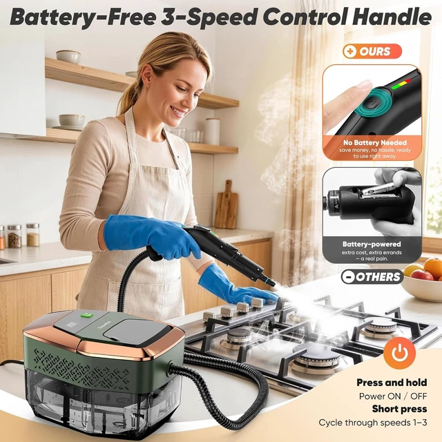 Alt view image 3 of 7 - Steam Cleaner for Home, Battery-Free Trigger Control, Steamer for Cleaning