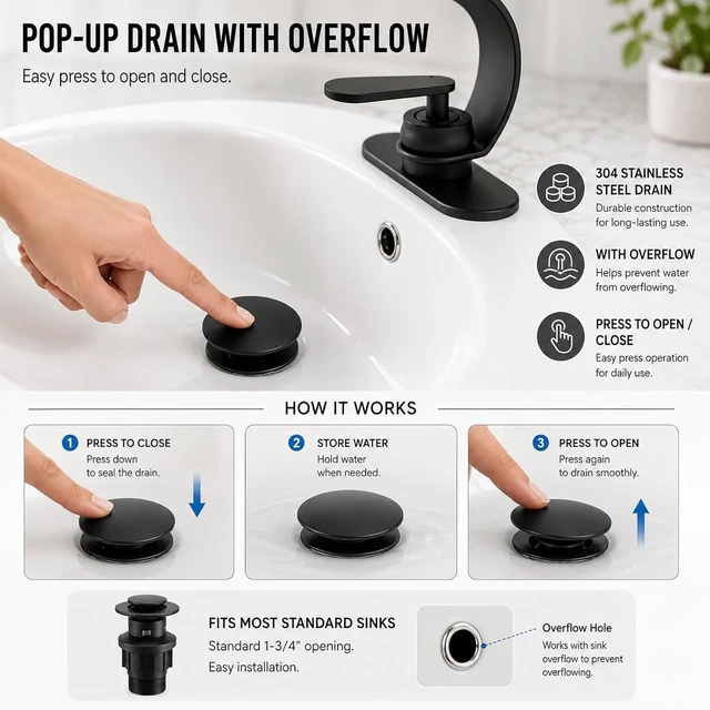 Alt view image 6 of 7 - Black Waterfall Single Hole Bathroom Sink Faucet, Solid Brass Single Handle Modern Bathroom Faucet, Snake Shape Design Basin Tap, Hollow Vessel Faucet with Deck Plate for 3 Holes