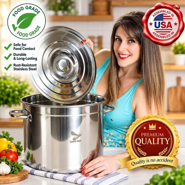 Alt view image 2 of 7 - Food-Grade 24 Qt Stainless Steel Canning Pot with Rack and Lid, Large Water Bath Canner, Full Home Canning Supplies Starter Kit