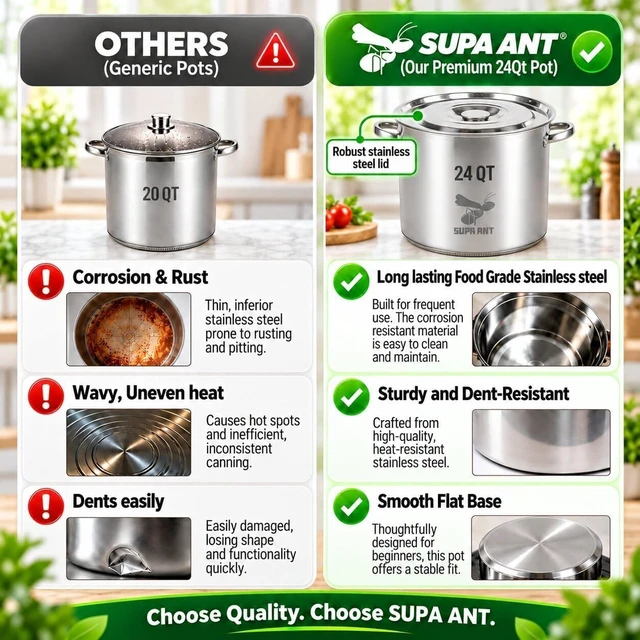 Alt view image 7 of 7 - Food-Grade 24 Qt Stainless Steel Canning Pot with Rack and Lid, Large Water Bath Canner, Full Home Canning Supplies Starter Kit