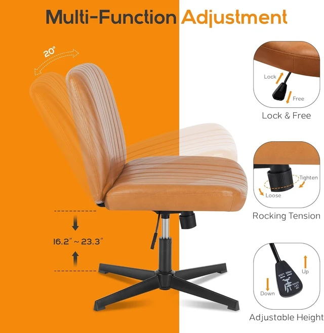 Alt view image 4 of 7 - Criss Cross Chair, Cross Legged Vanity Chair No Wheels, Home Office