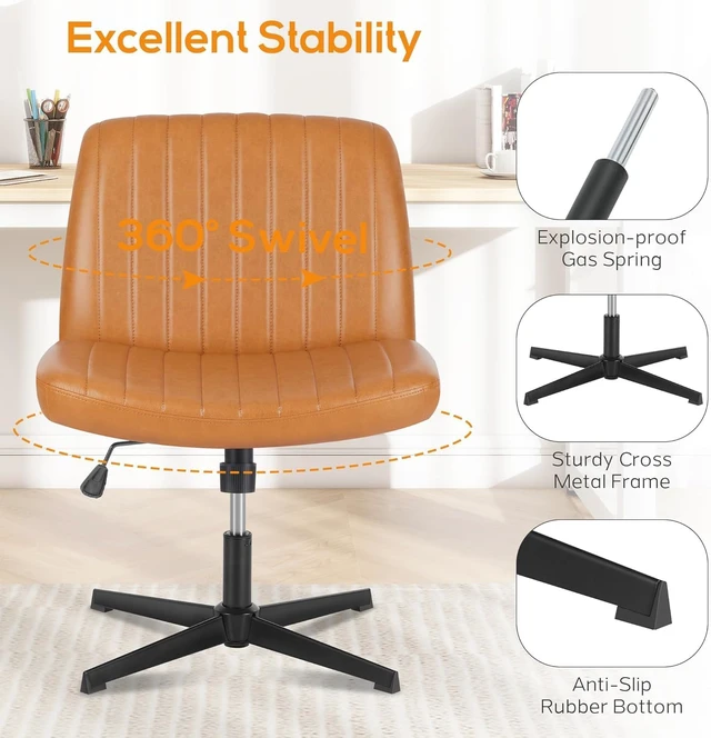 Alt view image 6 of 7 - Criss Cross Chair, Cross Legged Vanity Chair No Wheels, Home Office