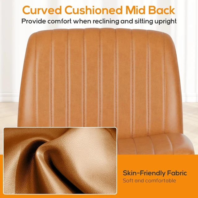 Alt view image 7 of 7 - Criss Cross Chair, Cross Legged Vanity Chair No Wheels, Home Office